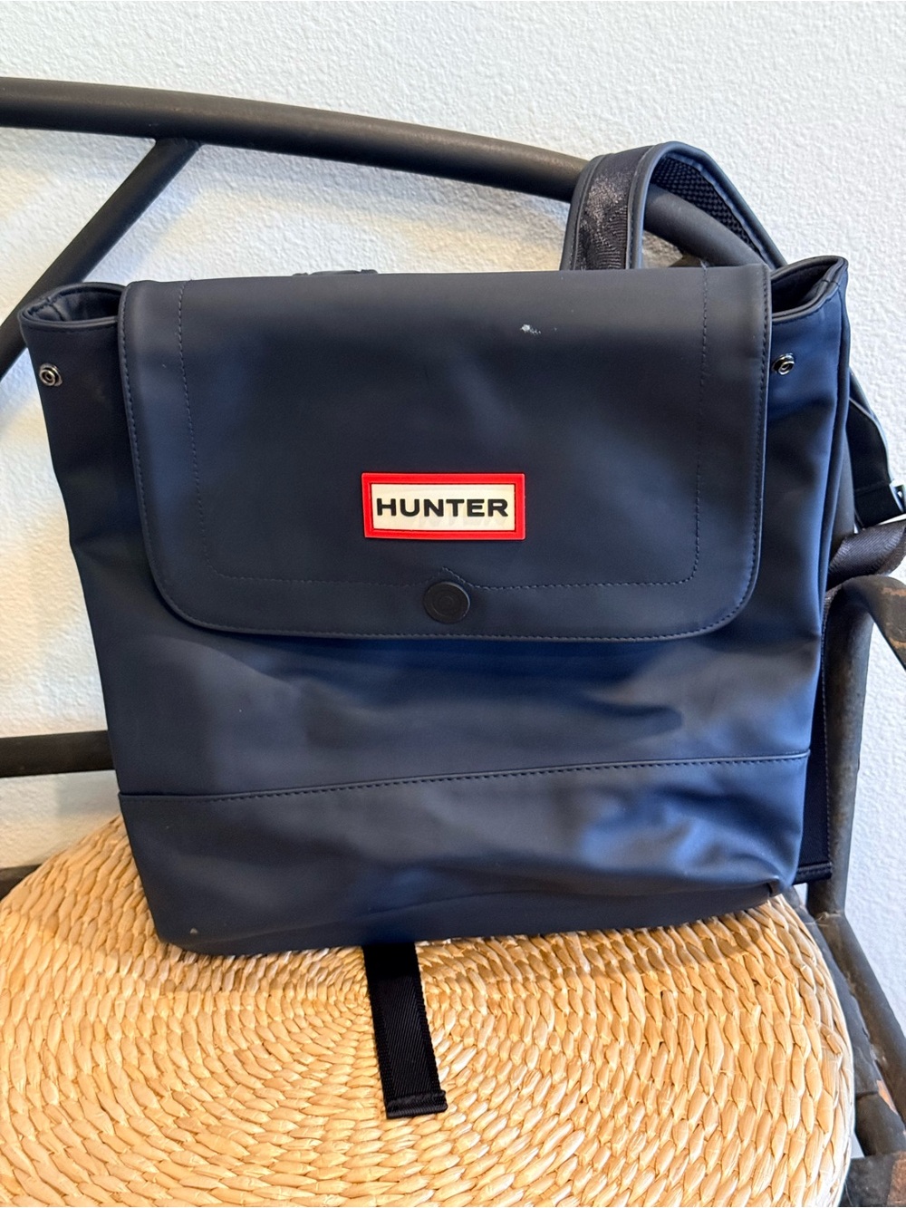 Hunter Original Navy Waterproof Roll Top Backpack Laptop Travel Bag